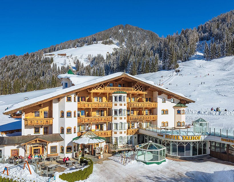 Exterior shot of the hotel in winter
